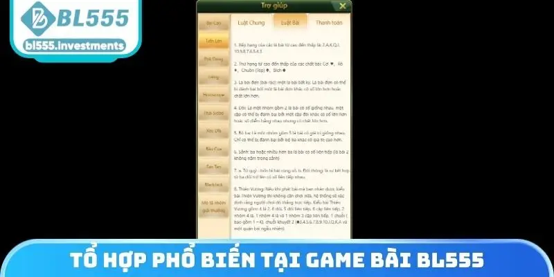 Tổ hợp phổ biến tại Game bài BL555